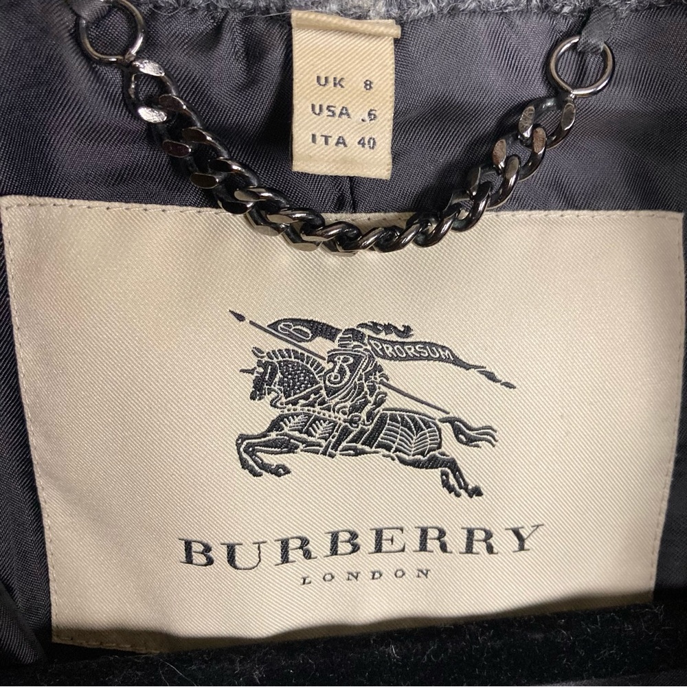 Burberry long trench coat women's size 6 plaid wool belted gray winter - Picture 3 of 16